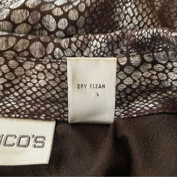 Chico's Brown and Silver Snakeskin Print Long Blouse Womens Size Medium 8-10 - Picture 8 of 9